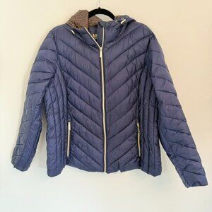 💜 Michael Michael Kors Women’s Packable Quilted Hooded Jacket (Size XL)